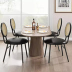 Sedie da pranzo imbottite con schienale in canna Set da 2/4, Sedie da cucina moderne con gambe in metallo, Sedile ergonomico morbido per sala da pranzo