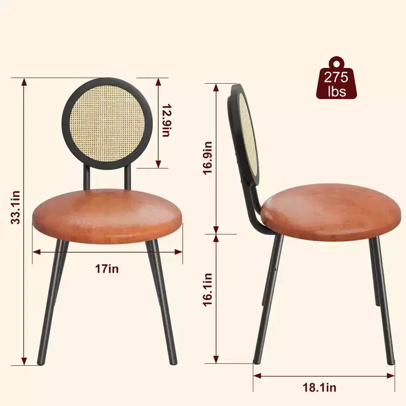 Sedie da pranzo imbottite con schienale in canna Set da 2/4, Sedie da cucina moderne con gambe in metallo, Sedile ergonomico morbido per sala da pranzo