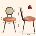 Sedie da pranzo imbottite con schienale in canna Set da 2/4, Sedie da cucina moderne con gambe in metallo, Sedile ergonomico morbido per sala da pranzo