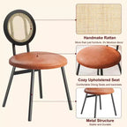 Sedie da pranzo imbottite con schienale in canna Set da 2/4, Sedie da cucina moderne con gambe in metallo, Sedile ergonomico morbido per sala da pranzo