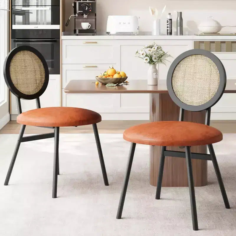 Sedie da pranzo imbottite con schienale in canna Set da 2/4, Sedie da cucina moderne con gambe in metallo, Sedile ergonomico morbido per sala da pranzo