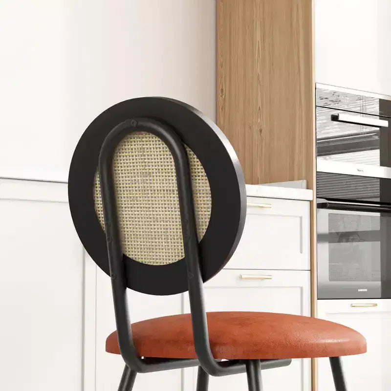 Sedie da pranzo imbottite con schienale in canna Set da 2/4, Sedie da cucina moderne con gambe in metallo, Sedile ergonomico morbido per sala da pranzo