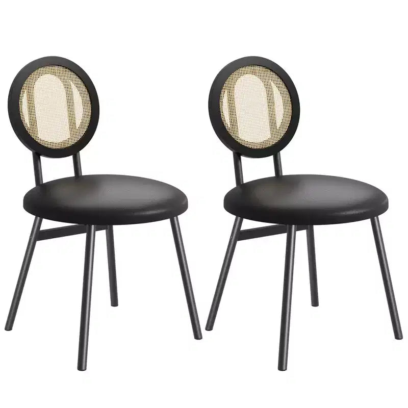 Sedie da pranzo imbottite con schienale in canna Set da 2/4, Sedie da cucina moderne con gambe in metallo, Sedile ergonomico morbido per sala da pranzo