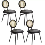 Sedie da pranzo imbottite con schienale in canna Set da 2/4, Sedie da cucina moderne con gambe in metallo, Sedile ergonomico morbido per sala da pranzo
