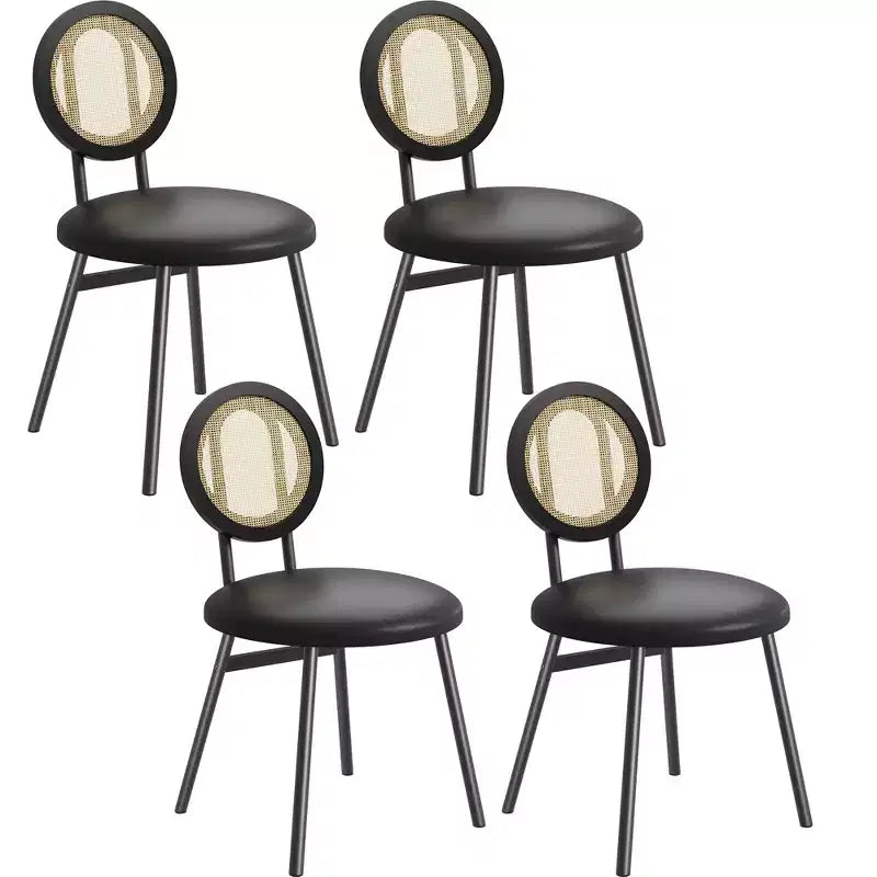 Sedie da pranzo imbottite con schienale in canna Set da 2/4, Sedie da cucina moderne con gambe in metallo, Sedile ergonomico morbido per sala da pranzo