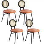 Sedie da pranzo imbottite con schienale in canna Set da 2/4, Sedie da cucina moderne con gambe in metallo, Sedile ergonomico morbido per sala da pranzo