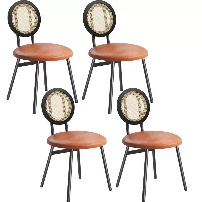 Sedie da pranzo imbottite con schienale in canna Set da 2/4, Sedie da cucina moderne con gambe in metallo, Sedile ergonomico morbido per sala da pranzo