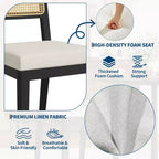 Set di 2 sedie da pranzo in rattan, sedie da cucina in stile francese con schienale in rattan e gambe in legno, moderne di metà secolo per sala da pranzo
