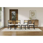Set di 2 sedie da pranzo in rattan, sedie da cucina in stile francese con schienale in rattan e gambe in legno, moderne di metà secolo per sala da pranzo