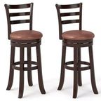 Costway 30 Bar Height Swivel Barstools Set of 2/4 with Back, Faux Leather Seat for Pub