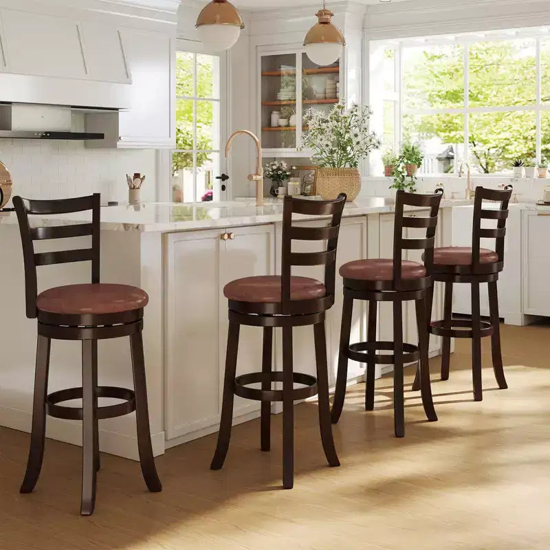 Costway Set di 2/4 Sgabelli da Bar Girevoli con Schienale, Altezza 76 cm, Seduta in Similpelle per Pub