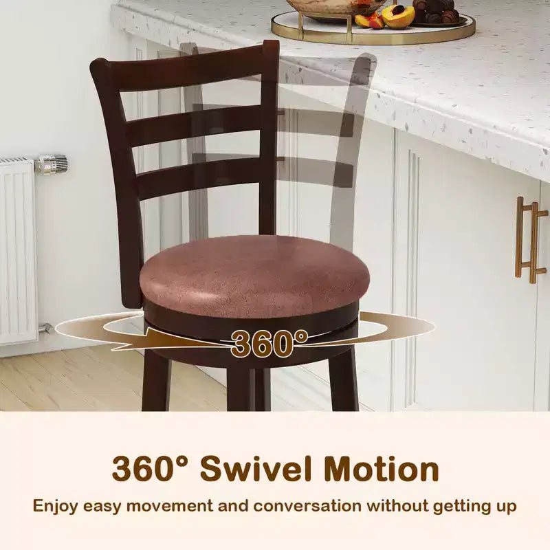 Costway Set di 2/4 Sgabelli da Bar Girevoli con Schienale, Altezza 76 cm, Seduta in Similpelle per Pub