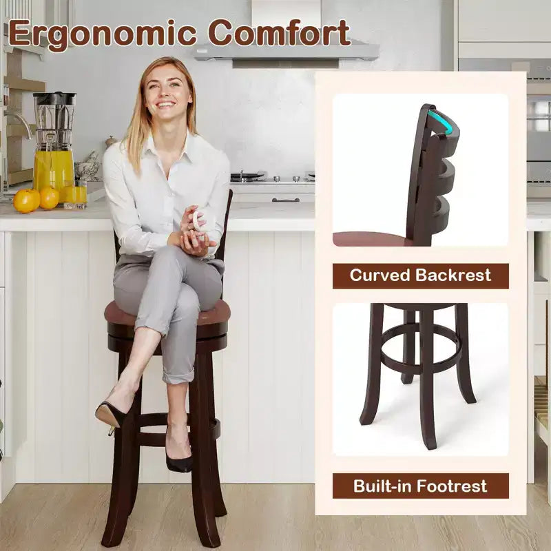Costway Set di 2/4 Sgabelli da Bar Girevoli con Schienale, Altezza 76 cm, Seduta in Similpelle per Pub