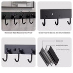 Portachiavi da Parete, Porta Chiavi a 6 Ganci in Acciaio Inox con Montaggio Adesivo Senza Foratura, Organizer Dorato per Chiavi, Cappotti, Asciugamani, Cappelli