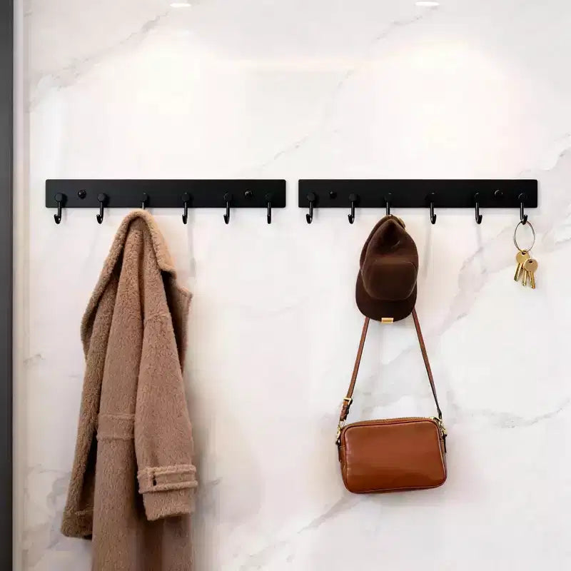 Portachiavi da Parete, Porta Chiavi a 6 Ganci in Acciaio Inox con Montaggio Adesivo Senza Foratura, Organizer Dorato per Chiavi, Cappotti, Asciugamani, Cappelli