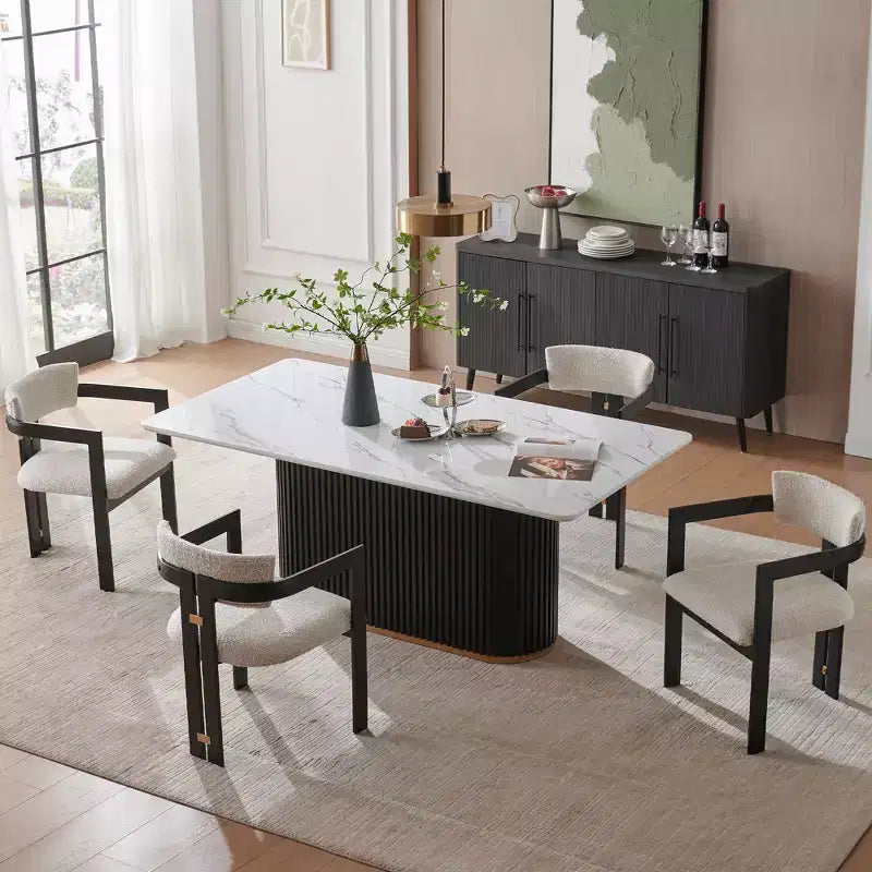 Tavolino da caffè in finto marmo beige - Piano in pietra sinterizzata da 33" e base in legno massello, tavolino rotondo moderno per soggiorno - Morden Fort