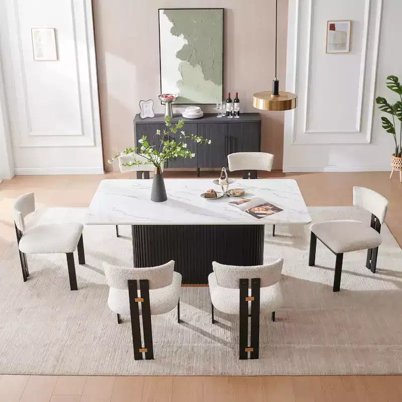 Tavolino da caffè in finto marmo beige - Piano in pietra sinterizzata da 33" e base in legno massello, tavolino rotondo moderno per soggiorno - Morden Fort