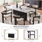 Tavolino da caffè in finto marmo beige - Piano in pietra sinterizzata da 33" e base in legno massello, tavolino rotondo moderno per soggiorno - Morden Fort
