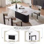 Tavolino da caffè in finto marmo beige - Piano in pietra sinterizzata da 33" e base in legno massello, tavolino rotondo moderno per soggiorno - Morden Fort