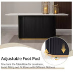 Tavolino da caffè in finto marmo beige - Piano in pietra sinterizzata da 33" e base in legno massello, tavolino rotondo moderno per soggiorno - Morden Fort
