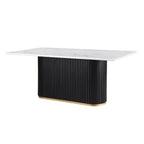 Tavolino da caffè in finto marmo beige - Piano in pietra sinterizzata da 33" e base in legno massello, tavolino rotondo moderno per soggiorno - Morden Fort
