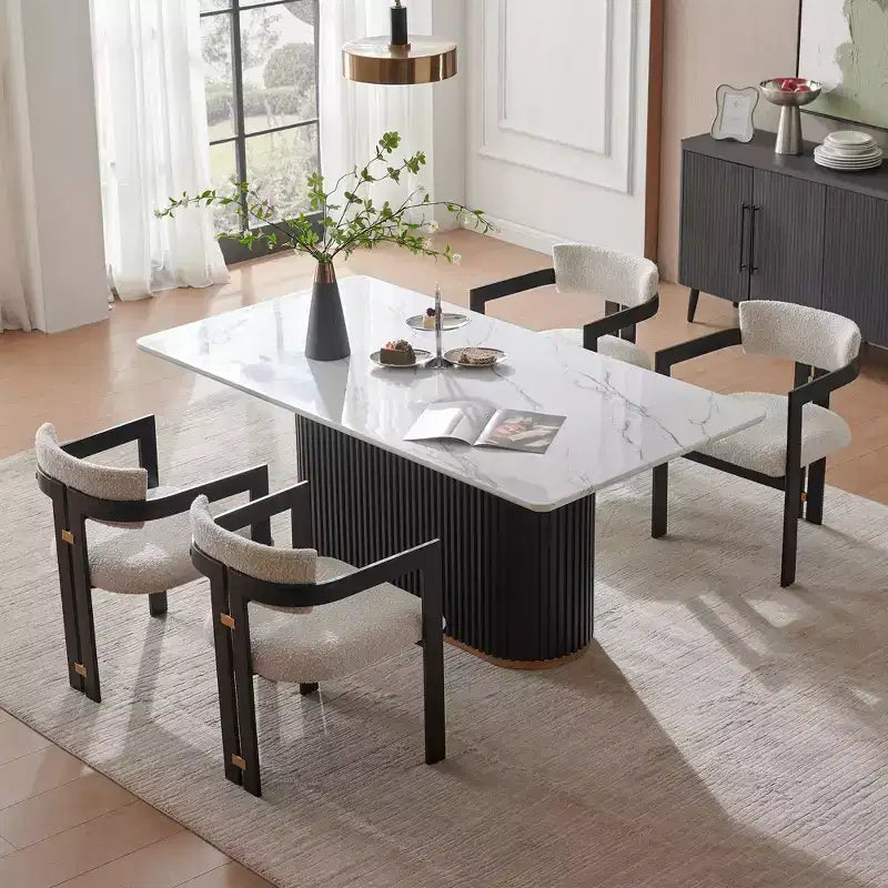 Tavolino da caffè in finto marmo beige - Piano in pietra sinterizzata da 33" e base in legno massello, tavolino rotondo moderno per soggiorno - Morden Fort