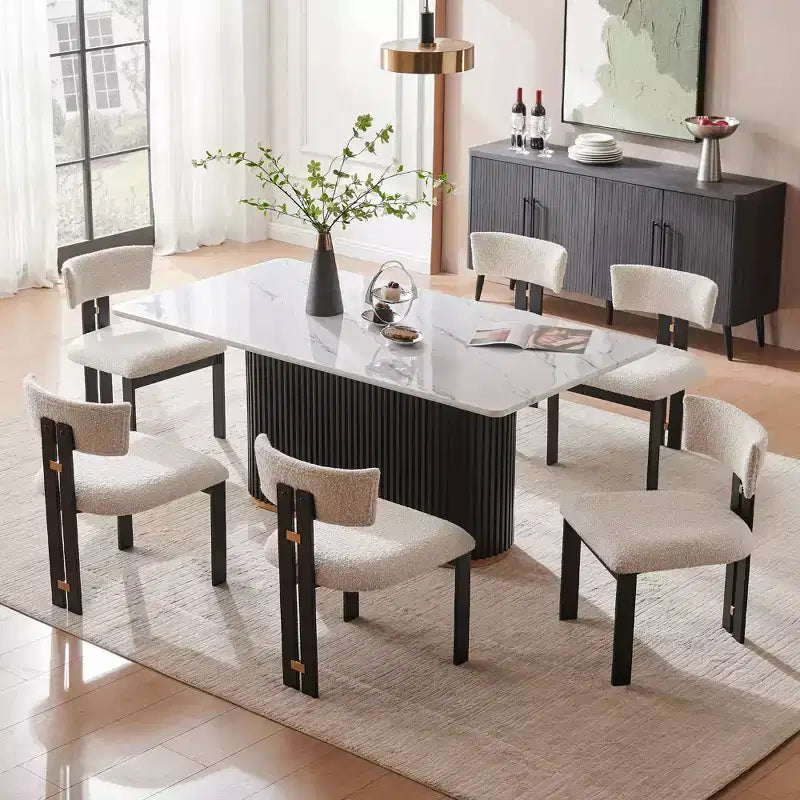 Tavolino da caffè in finto marmo beige - Piano in pietra sinterizzata da 33" e base in legno massello, tavolino rotondo moderno per soggiorno - Morden Fort