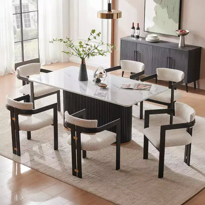 Tavolino da caffè in finto marmo beige - Piano in pietra sinterizzata da 33" e base in legno massello, tavolino rotondo moderno per soggiorno - Morden Fort