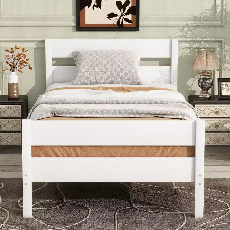 MAYEERTY Struttura Letto Singolo Imbottita in Ecopelle con Supporto Lombare, Nessuna Rete a Molle Necessaria