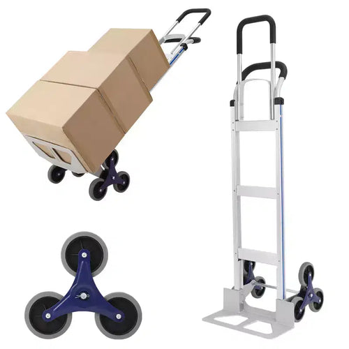 650 LB Aluminum Stair Climbing Hand Truck, Telescoping Dual Handle, Triangle Wheels, Portable Dolly for Moving, Office & Travel