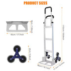 Carrello manuale per salire le scale in alluminio da 650 libbre, manico telescopico doppio, ruote triangolari, carrello portatile per traslochi, ufficio e viaggi