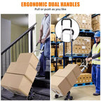 Carrello manuale per salire le scale in alluminio da 650 libbre, manico telescopico doppio, ruote triangolari, carrello portatile per traslochi, ufficio e viaggi