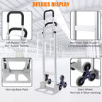 Carrello manuale per salire le scale in alluminio da 650 libbre, manico telescopico doppio, ruote triangolari, carrello portatile per traslochi, ufficio e viaggi