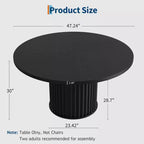 Tavolo da pranzo rotondo industriale da 47 pollici, tavolo da cucina nero per 4-6 persone con base a piedistallo in metallo a forma d'onda, tavolo circolare moderno per sala da pranzo