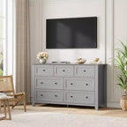 Cassettiera a 7 cassetti per camera da letto, comò in legno da 54" con manopole in metallo, organizer per vestiti, mobile porta TV per ingresso, camera da letto