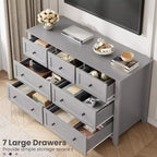 Cassettiera a 7 cassetti per camera da letto, comò in legno da 54" con manopole in metallo, organizer per vestiti, mobile porta TV per ingresso, camera da letto