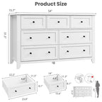 Cassettiera a 7 cassetti per camera da letto, comò in legno da 54" con manopole in metallo, organizer per vestiti, mobile porta TV per ingresso, camera da letto