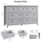 Cassettiera a 7 cassetti per camera da letto, comò in legno da 54" con manopole in metallo, organizer per vestiti, mobile porta TV per ingresso, camera da letto