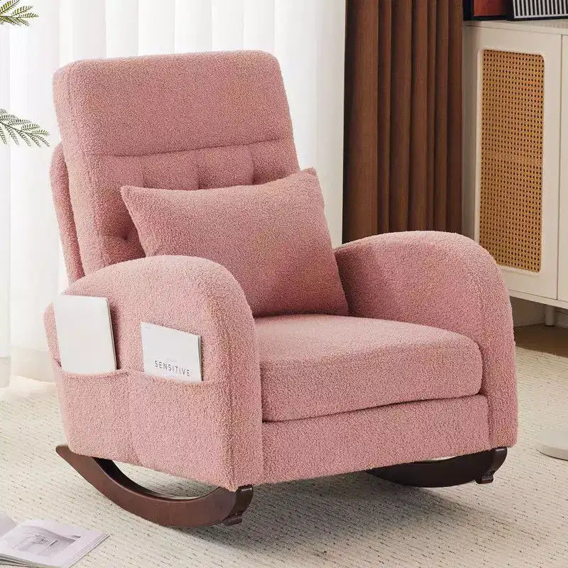 Poltrona a dondolo imbottita Karl Home, rosa