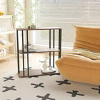 GOLDFAN Tavolino Laterale Rettangolare con 3 Ripiani, 63 cm, Rovere/Nero