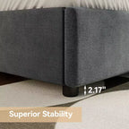 Dyonery Letto Imbottito con Testiera a Orecchie Misura Queen - Alto 141 cm, con Solide Doghe in Legno, Nessun Boxspring Necessario, Base Senza Rumore