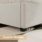 Dyonery Letto Imbottito con Testiera a Orecchie Misura Queen - Alto 141 cm, con Solide Doghe in Legno, Nessun Boxspring Necessario, Base Senza Rumore