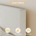 Dyonery Letto Imbottito con Testiera a Orecchie Misura Queen - Alto 141 cm, con Solide Doghe in Legno, Nessun Boxspring Necessario, Base Senza Rumore