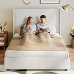 Dyonery Letto Imbottito con Testiera a Orecchie Misura Queen - Alto 141 cm, con Solide Doghe in Legno, Nessun Boxspring Necessario, Base Senza Rumore