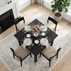 MAYEERTY Tavolo da pranzo rustico marrone da 39,4 pollici quadrati, piano in rovere spaccato, gambe in legno massello, tavolo multiuso