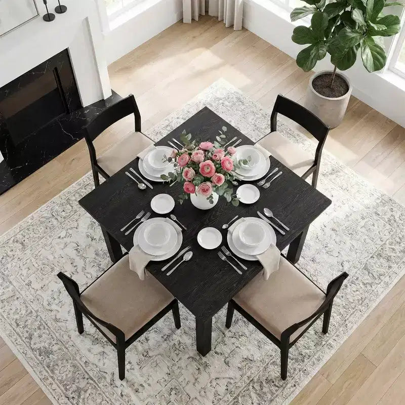 MAYEERTY Tavolo da pranzo rustico marrone da 39,4 pollici quadrati, piano in rovere spaccato, gambe in legno massello, tavolo multiuso
