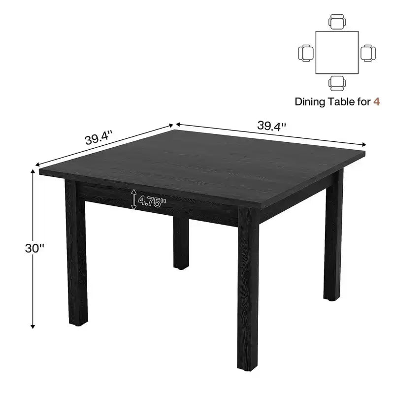 MAYEERTY Tavolo da pranzo rustico marrone da 39,4 pollici quadrati, piano in rovere spaccato, gambe in legno massello, tavolo multiuso