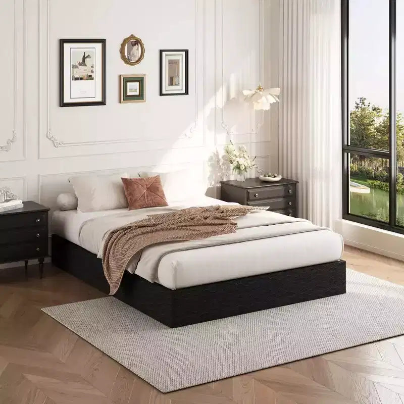 Dyonery Base Letto Matrimoniale Queen Size con Rete, Struttura per Materasso in Acciaio Pesante con Rivestimento in Tessuto, Senza Rumore, Facile da Montare