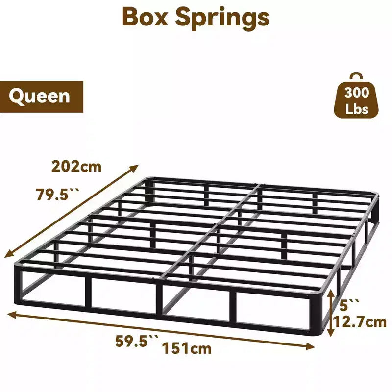 Dyonery Base Letto Matrimoniale Queen Size con Rete, Struttura per Materasso in Acciaio Pesante con Rivestimento in Tessuto, Senza Rumore, Facile da Montare