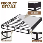 Dyonery Base Letto Matrimoniale Queen Size con Rete, Struttura per Materasso in Acciaio Pesante con Rivestimento in Tessuto, Senza Rumore, Facile da Montare